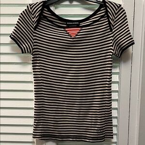 Sonia Rykiel Black and Beige Striped Women's Top size M